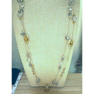 White House Black Market Long Convertible Necklace With Glass Crystals NWT